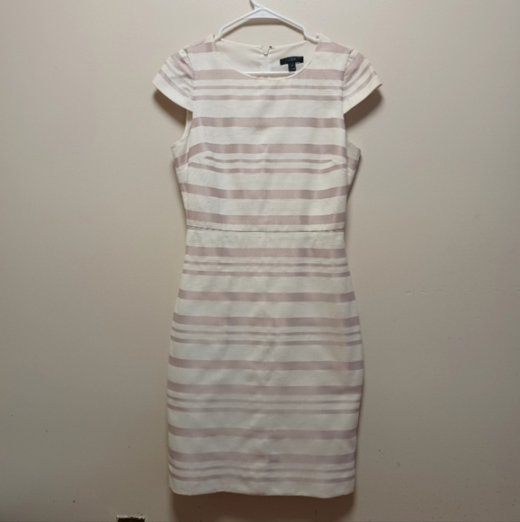 NWT J.crew Striped Sheath short sleeve work Dress Pink and Off White womans sz 4 - Picture 5 of 14